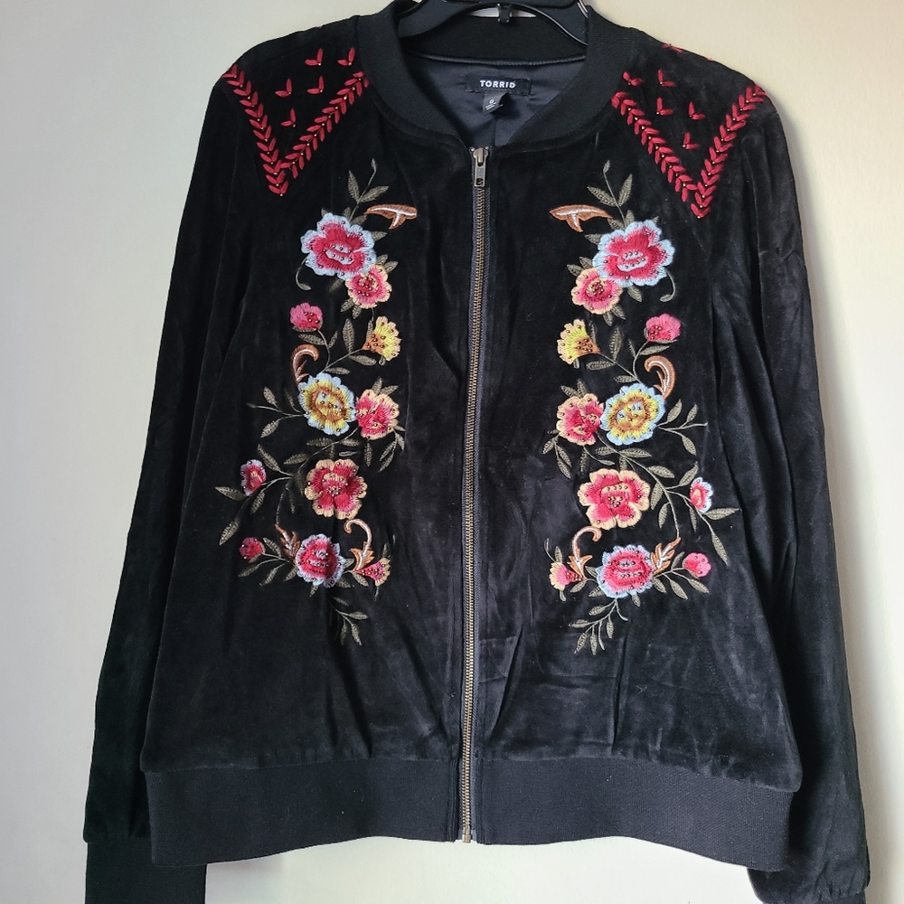 Torrid Black Embroidered Jacket